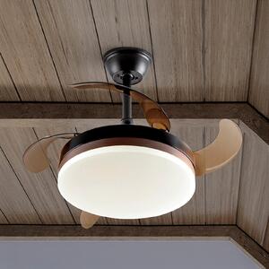 Schuller Valencia LED тавански вентилатор Vento черен/бронзов/пушен Ø 90 cm, безшумен, Затъмняване, Сив, Дневна/трапезария, Пластмаса, Модерен
