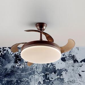 Schuller Valencia LED тавански вентилатор Vento кафяв/пушеносив DC Ø 100 cm тих, Затъмняване, Сив, Дневна/трапезария, Пластмаса, Модерен
