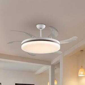 Schuller Valencia LED тавански вентилатор Vento бял/бронзов/прозрачен, Ø 150 cm, безшумен, Затъмняване, Прозрачен, Дневна/трапезария, Пластмаса, Модерен