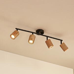 Lindby тавански прожектор Stralino, 4-пламъчен, дължина 60 cm, дърво, Затъмняване, Дърво, Коридор, Дървесина, Модерен