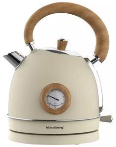 Електрическа кана с термометър Klausberg KB 7906, 2200W, 1.8 л, Индикатор за нивото на водата, Защита от прегряване, Крема