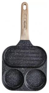 Тиган с 3 отделения Klausberg KB 7816, 18.5 см, Мраморно покритие, Индукция, Черен