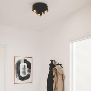 Nordlux Downlight Pitcher, черно/месинг, 3-лампов, кръгъл, метал, Затъмняване, Черен, Дневна/трапезария, Метал, Модерен