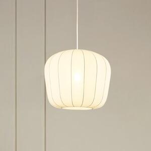 Lindby Висяща лампа Helin, бяла, Ø 35 cm, плат, Затъмняване, Бял, Дневна/трапезария, Плат / текстил, Модерен
