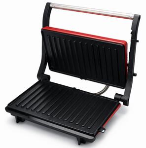 Сандвич тостер Panini Oliver Voltz OV51442R, 1000W, Незалепващи плочи, Отваряне на 180°, Тавичка за мазнина, Червен