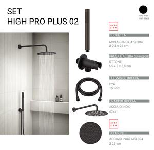 Комплект душ High Pro Plus 02, пита 25 см, черен мат