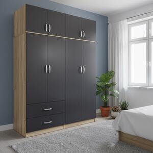 Шкаф с 4 врати, Athos V8, антрацит-дъб, 160x42x240 см