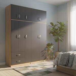 Гардероб с 5 врати, Athos I V23, антрацит, 170x42x240 см