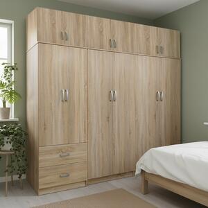 Гардероб с 6 врати, Athos I V18, дъб, 240x42x240 см
