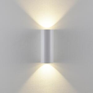 Deko-Light Външна стенна лампа CAN, бяла, 2 светлини, Ø 8 cm, IP65, метал, GU10, Затъмняване, Бял, Алуминий