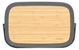 Кутия за хляб Brabantia Nic 1003255, 39.5 см, Бамбуков капак, Дръжка за носене, Тъмносив