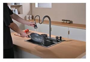 Мивка за кухня Spark 05, Smart смесител и водопад, черен