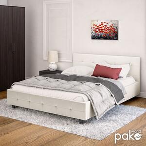 Двойно легло ROI PU с място за съхранение в бял мат 160x200