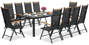 Градинска мебел Verona Wood от алуминиева с голяма маса за 10 души Garden Point black