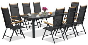 Градинска мебел Verona от алуминиева дървесина с голяма маса за 8 души Garden Point black