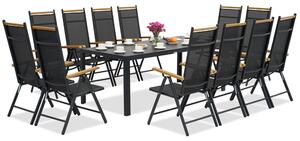 Градинска мебел Verona Wood от алуминиева с голяма маса за 12 души Garden Point black