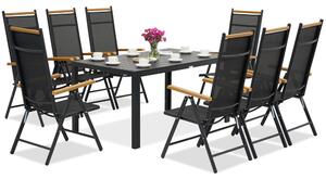 Градински мебели от алуминиев polywood Verona Wood Garden Point за 8 души черни