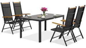 Градински мебели от алуминиев polywood Verona Wood Garden Point за 4 души черни