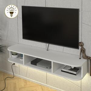 Bask TopMebel меламинов стенен ТВ шкаф с LED осветление в бял цвят 120x29.6x19.2cm