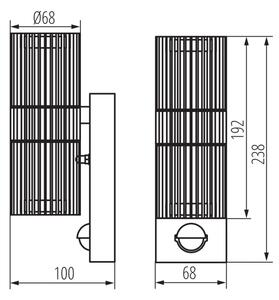Kanlux 46203 - Външно стенно точково осветително тяло с сензор RADILO, 2xGU10/11W/230V, IP44, черно