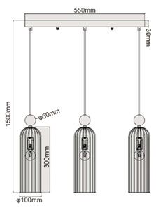 Полилей на кабел PIEGA 3xE14/40W/230V месинг/опушено черно