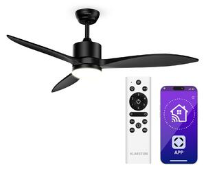 Klarstein SkyBreeze Интелигентен таванен вентилатор със светлина | 132 см | 27 W | Тих | LED | Дървен