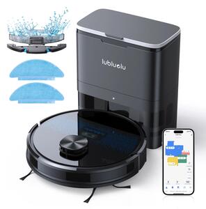 Прахосмукачка робот със станция Lubluelu SL60 Plus, 42W, Моп, LiDAR, Автономия 120 минути, 2600 mAh, Черен