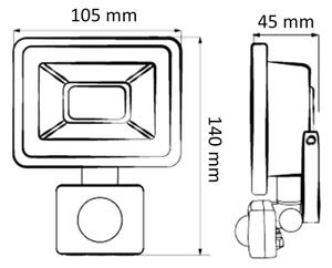 LED прожектор със сензор LED/20W/230V IP65