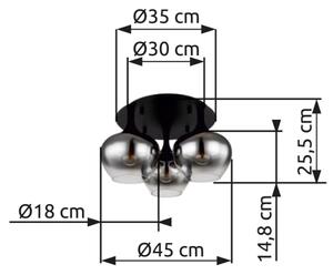 Globo 15548-3D - Полилей за повърхностен монтаж MAXY 3xE27/40W/230V черен
