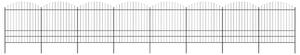VidaXL Градинска ограда с пики, стомана, (1,75-2)x13,6 м, черна