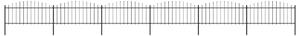 Sonata Градинска ограда с пики, стомана, (0,5-0,75)x10,2 м, черна