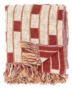 Червено/бежово одеяло със смес от памук 130x160 cm Cang – Bloomingville