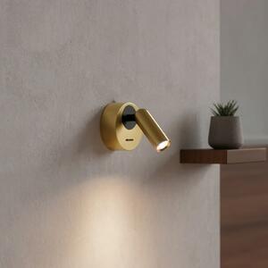 IDEAL LUX Ideal Lux LED стенен прожектор Bean, Ø 7 cm, месингов цвят, Злато / месинг, Дневна/трапезария, Метал, Модерен