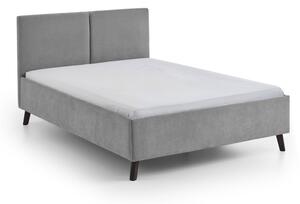 Сиво двойно легло 140x200 cm тапицирано с включена подматрачна рамка Piano – Meise Möbel