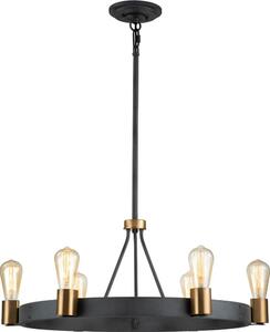 Quintiesse QN-SILAS-6P-DZ - Полилей на тръба SILAS 6xE27/60W/230V черен/златен