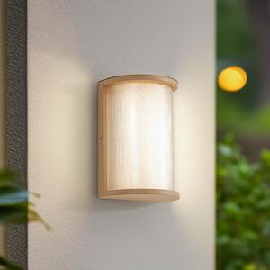 Lindby LED външна стенна лампа Calvik, бежова, набраздена, IP44, Бежов, Метал, Модерен