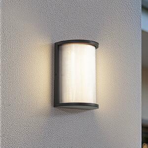 Lindby LED външна стенна лампа Calvik, черна, набраздена, IP44, Черен, Метал, Модерен