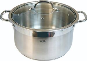 Дълбока тенджера Oliver Voltz OV51211D24, 9 l, 24 cm диаметър, неръждаема стомана, капак със стъкло с отвор, инокс