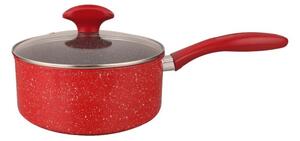 Касерола Oliver Voltz OV54421AP18, алуминий, мраморно, диаметър 18 cm, дълбочина 8.5 cm, стъклен капак, червена