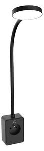 Rabalux 71283 - димируема LED стенна лампа TIVRO E 4W/230V с USB и щепсел за контакт, черна