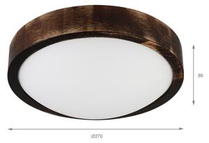 LED таванен осветител OAK SMOKY SLIM LED/20W/230V 4000K Ø 27 cm дъб/тъмно кафяво