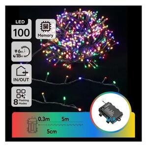 Aigostar - LED външна гирлянда 100xLED / 8 режима / 3xAA / 5,3 m / IP44 / многоцветна