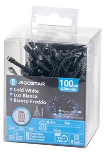 Aigostar - LED гирлянд за външна употреба 100 LED / 8 функции 3xAA 5,3 m IP44 студено бяло