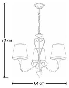 Brilagi - Полилей с верига SONIA 3xE27/15W/230V Ø 64 см крем/патина