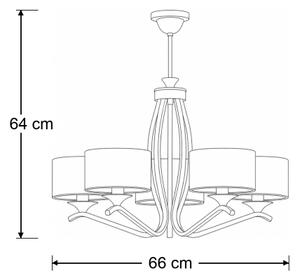 Brilagi - Полилей на тръба SAPHIRE 5xE27/15W/230V Ø 66 см крем/злато/патина