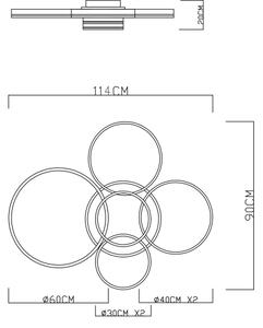 Globo 67260-120 - LED димируемо таванно осветително тяло RUBIO 120W/230V 90x114 cm+дистанционно управление