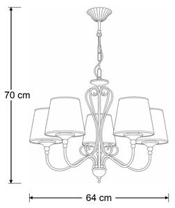 Brilagi - Полилей на верига SONIA 5xE27/15W/230V Ø 64 см кремав/патина
