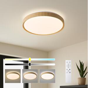 Brilagi-LED Димируема таванна лампа CORVO LED/72W/230V 3000-6000K дървесен декор Ø50 см + дистанционно управление