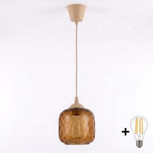 Brilagi - LED подвесен полилей на кабел R GLASS 1xE27/60W/230V Ø 14 см бежово/димчато кафяво
