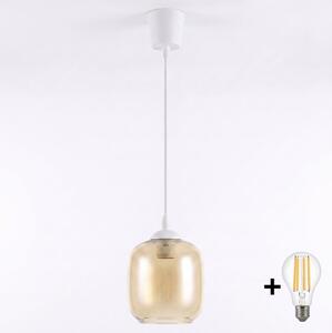 Brilagi - LED полилей на кабел R GLASS 1xE27/60W/230V Ø 14 см бял/димно кафяв